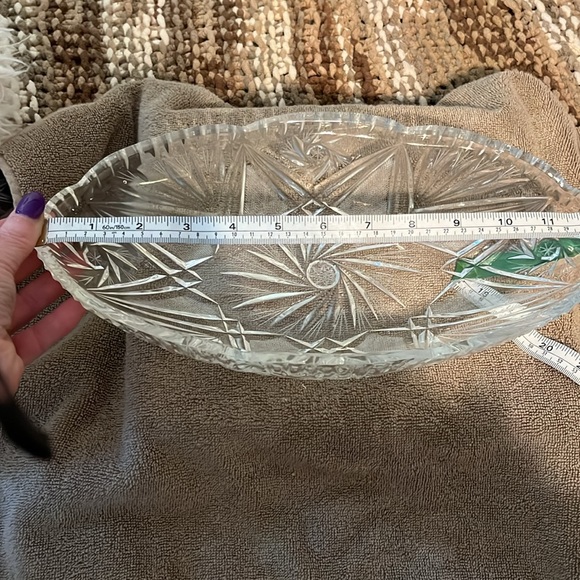 Oval cut glass serving dish 13” 6.50” 2.75” vintage perfect condition air bubble - Picture 4 of 6
